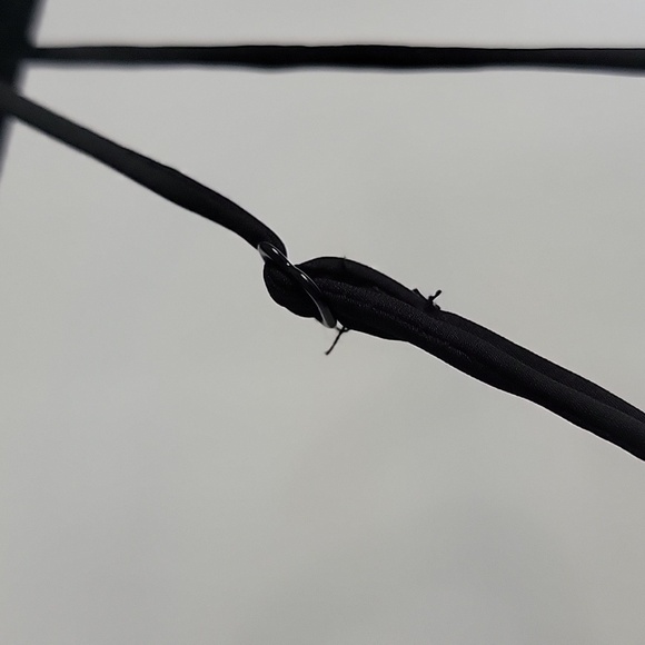 🍀 Nine West Satin Black Lace Flowy Dress Tank Size Large Racerback - Picture 5 of 6